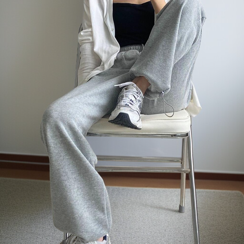 ルーズフィット・スウェットパンツ スポーツパンツ 眠る 惜しげもなく ツイード プラス