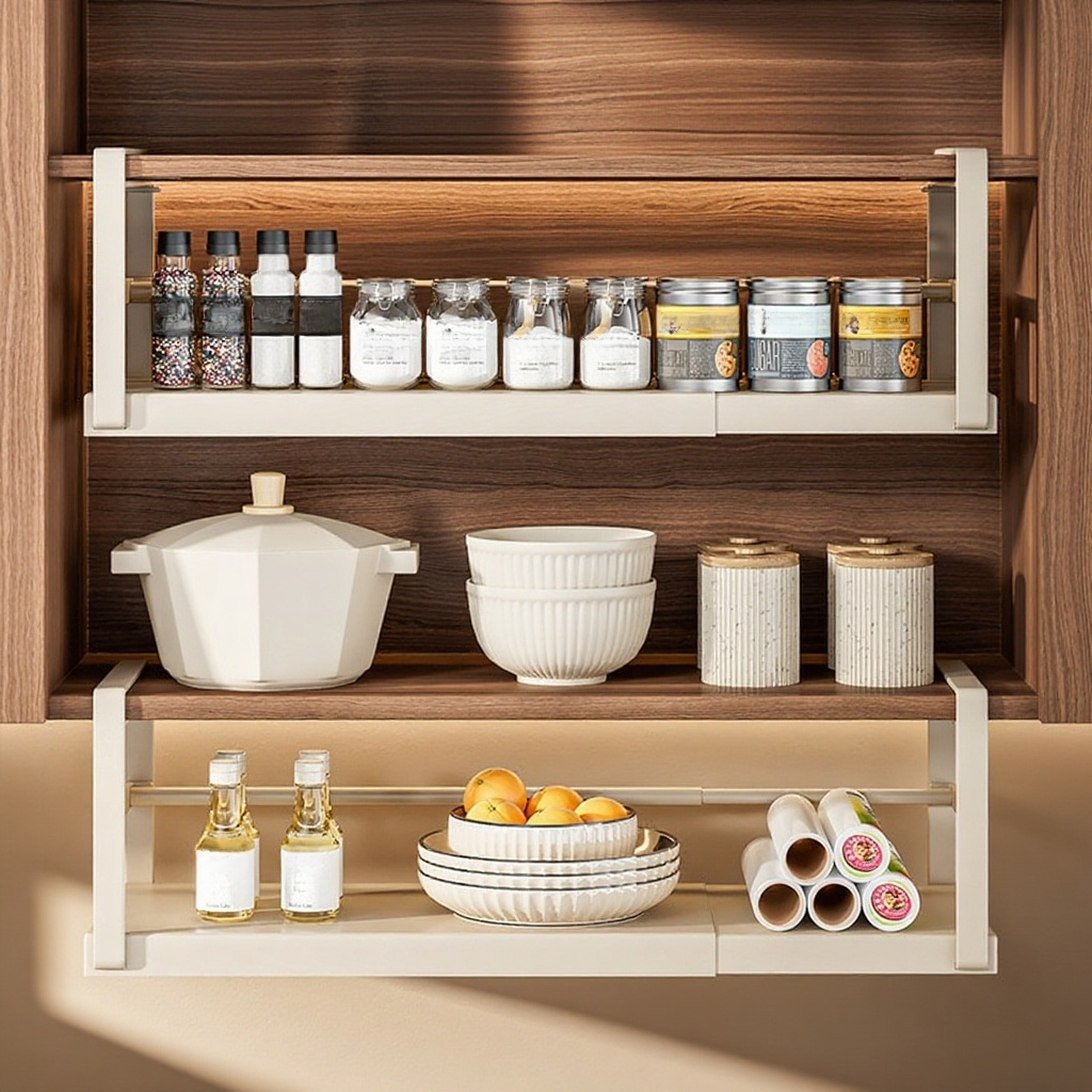 Estante de almacenamiento de cocina retráctil debajo del gabinete estante de almacenamiento telescóp