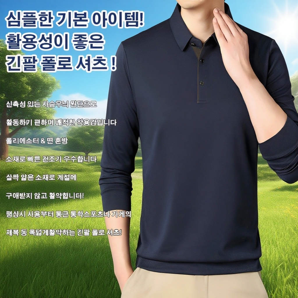 중년 남성 비즈니스 캐주얼 긴팔 셔츠