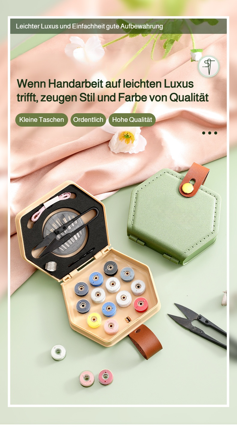 18-teiliges Nähset mit Nähkasten und Handnähgarn