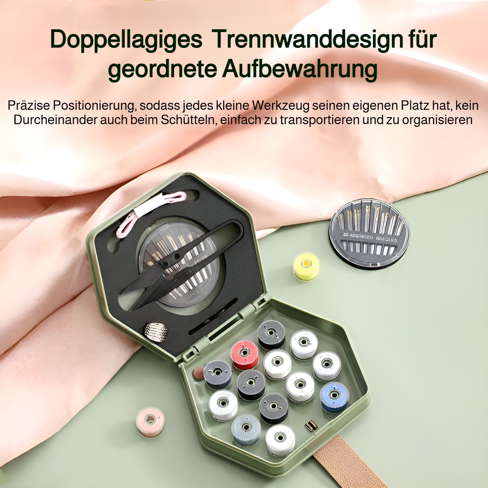 Nähset Haushaltsnähkasten Nähgarn Handnähen kleine Rolle Handnähgarn 18-teiliges Set Nähtasche prakt