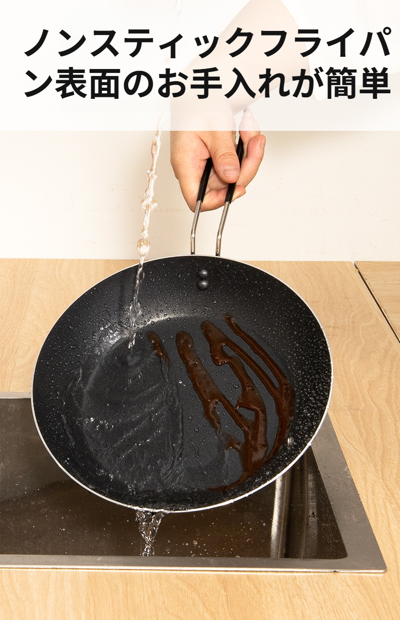 折りたたみハンドル付きフライパンの拡大写真