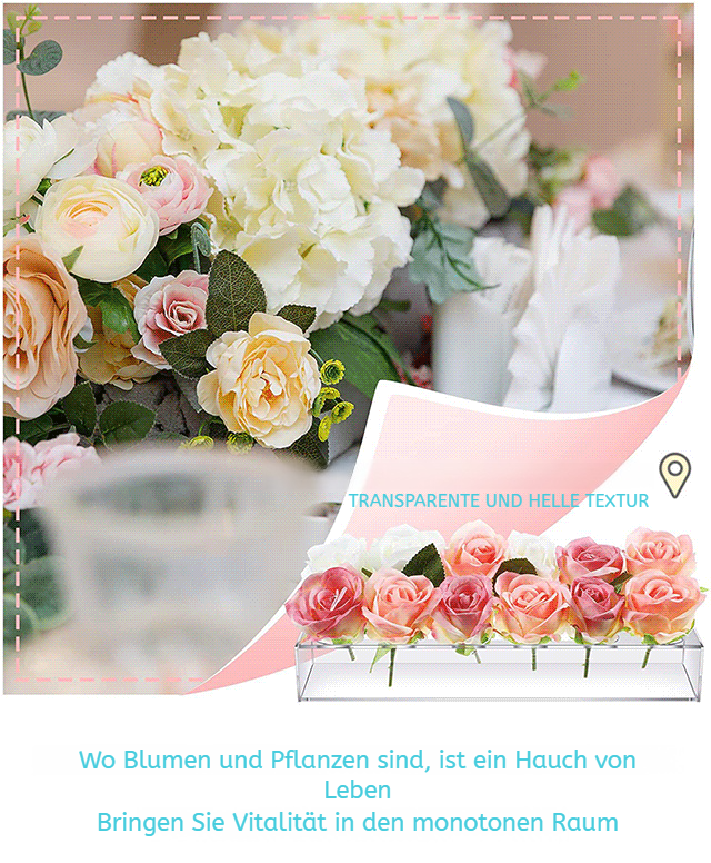 Blumenvase rechteckig klar für Büro und Zuhause