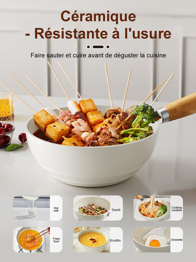 Poêle multifonctionnelle en titane naturel à revêtement 0