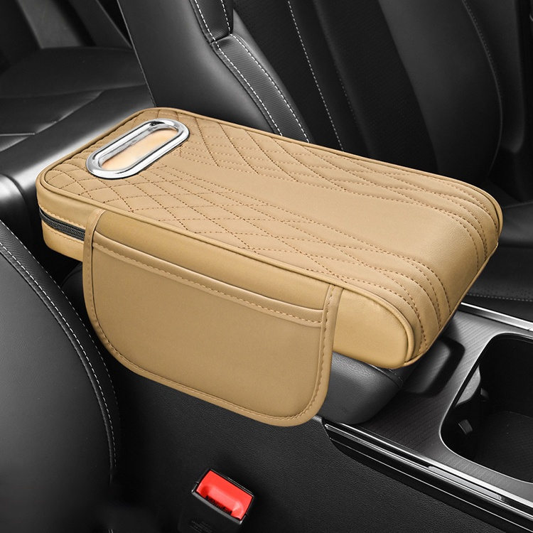 Three in one multifunctional leather car armrest box
