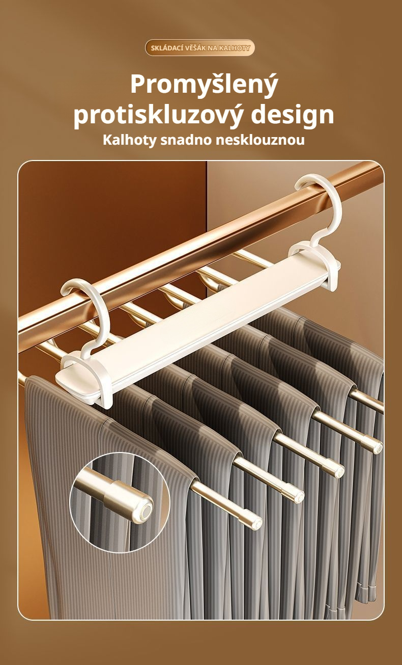 Kompaktní skládací věšák na kalhoty pro cestování