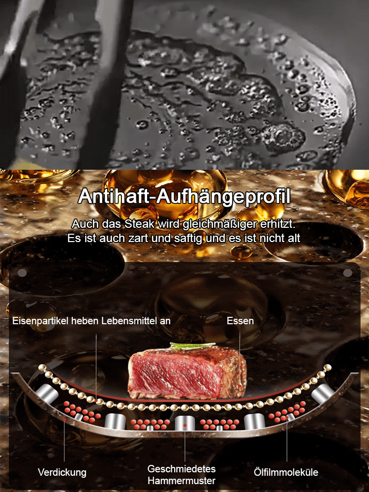 【Ohne Beschichtung Antihaft-Pfanne】Handgeschmiedet von Solinger Handwerkern, 10.000 Mal gehämmert.