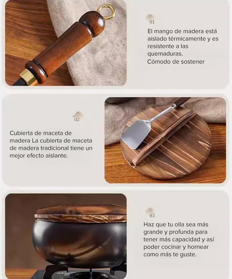 【Sartén saludable sin recubrimiento】 Sartén de hierro puro, perfecta para aumentar el hierro