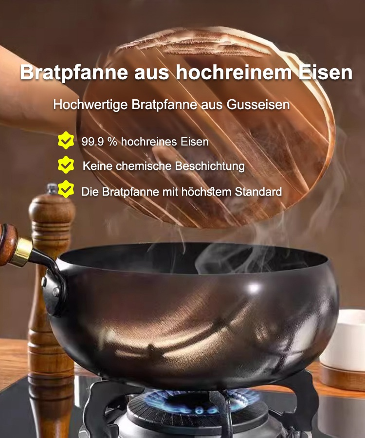 [Unbeschichtetes gesundes Kochgeschirr] Eisenauffrischendes reines Eisen Antihaft-Kochgeschirr