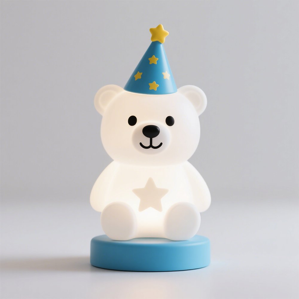 Weiches Licht aus Kunststoff für Kinderzimmer, Nachttischlampe mit Bärenmotiv