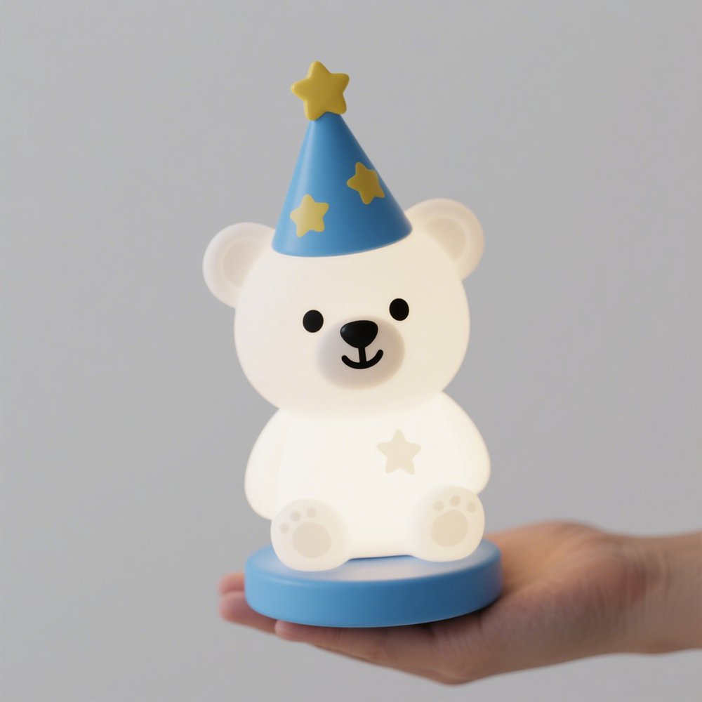 Weiches Licht aus Kunststoff für Kinderzimmer, Nachttischlampe mit Bärenmotiv