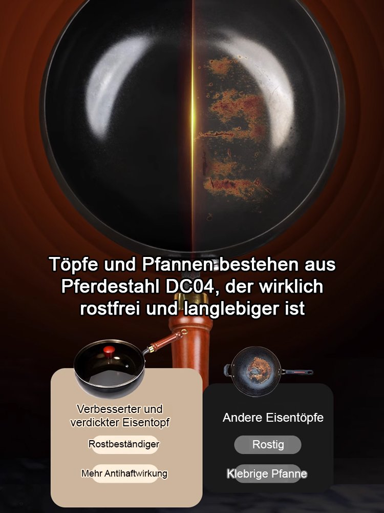 【Ohne Beschichtung Antihaft-Pfanne】Handgeschmiedet von Solinger Handwerkern, 10.000 Mal gehämmert.