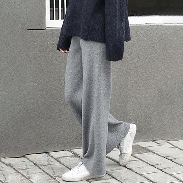 니트 와이드 레그 팬츠