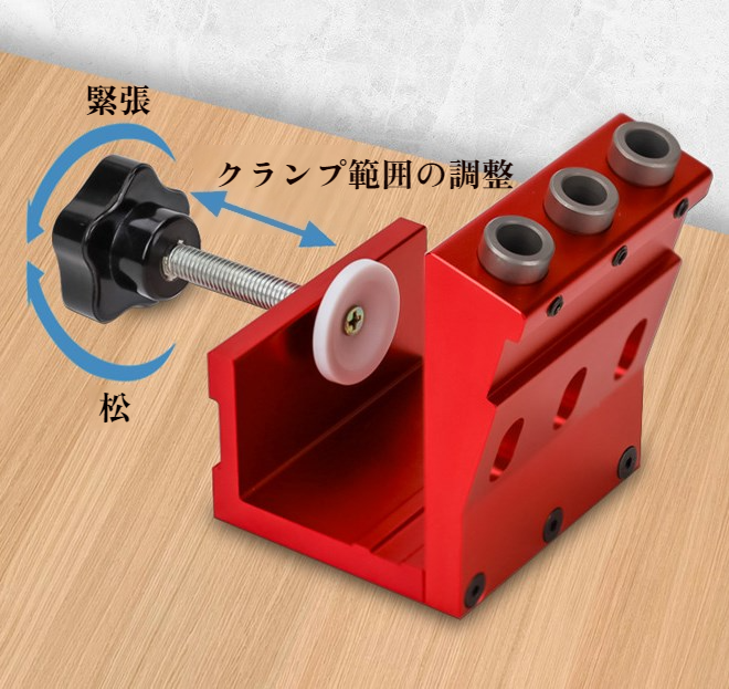 高精度な木工用穴あけガイドのディテール画像