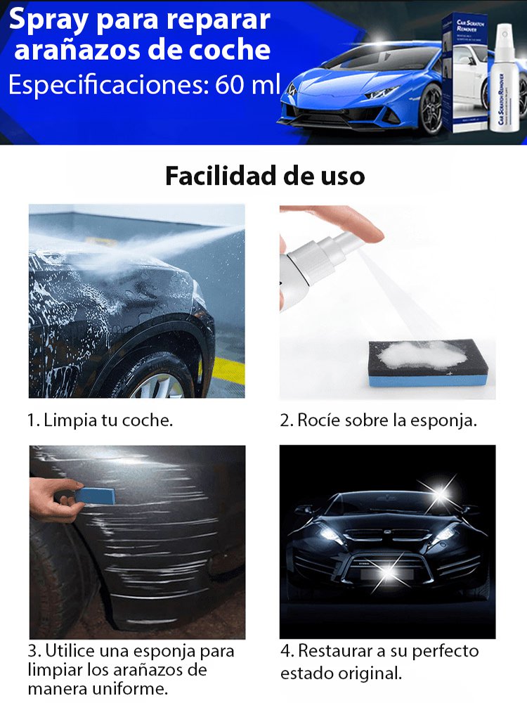 Spray para reparar  arañazos de coche