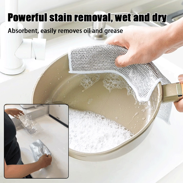[Powerful Cleaning] Non-damaging Metal Bamboo Charcoal Cleaning Cloth