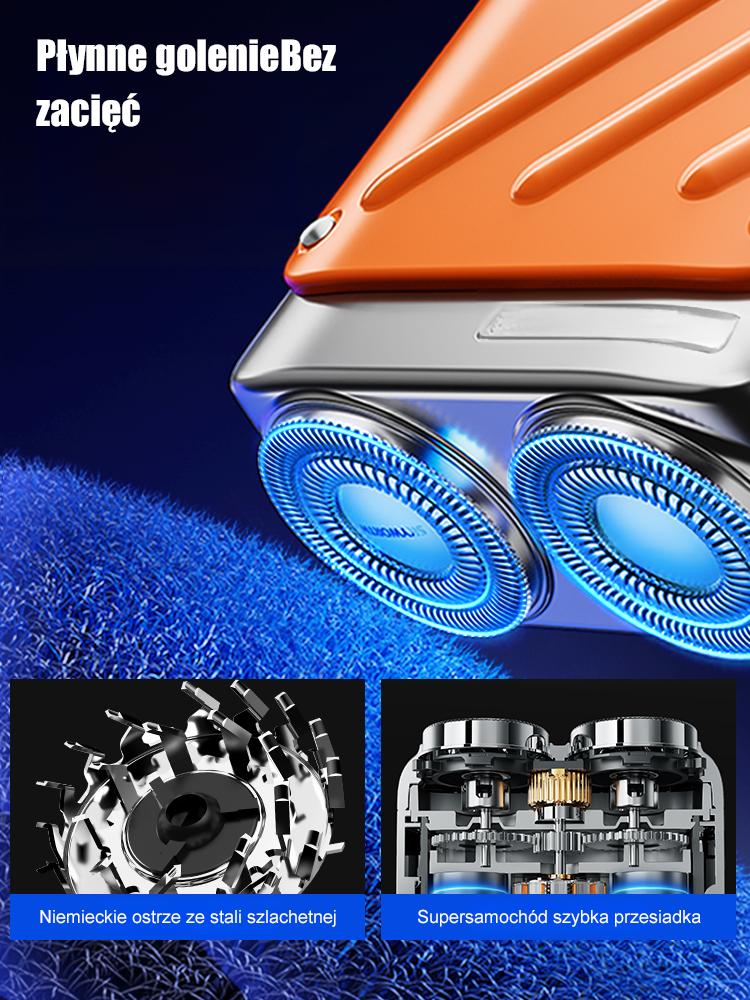 Obrotowa elektryczna golarka podwójna.