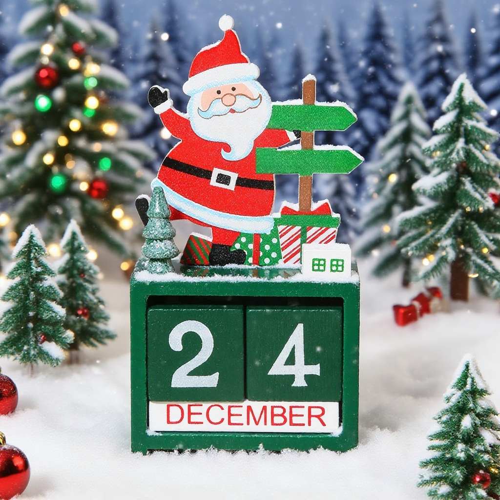 かわいい飾りが付いた木製カレンダー