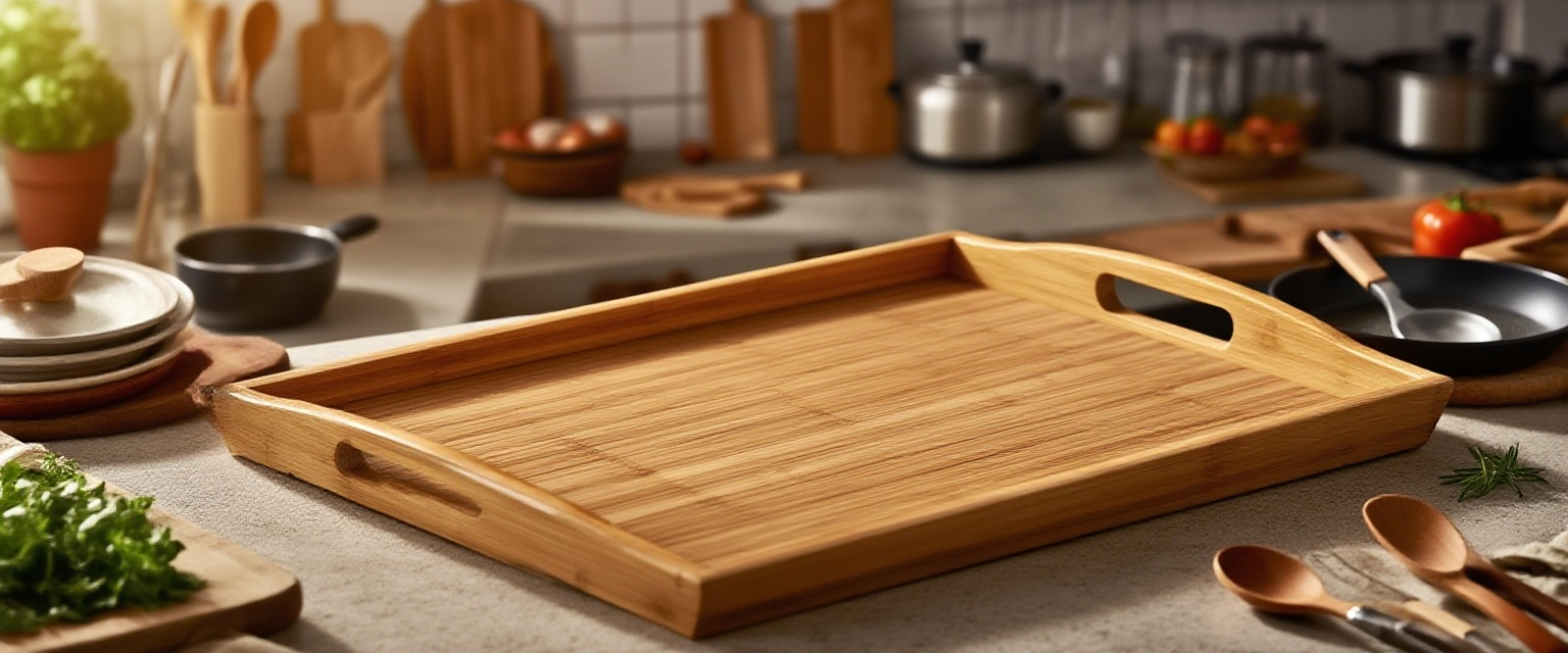 キッチンインテリアに合う竹木トレイ