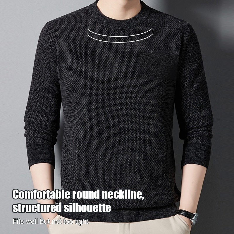 Men's Chunky Knit Letter Sweater with Fleece Lining.