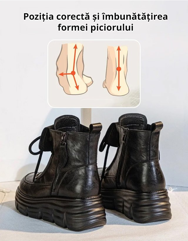 Cizme scurte Martin din piele moale căptușite cu blană.