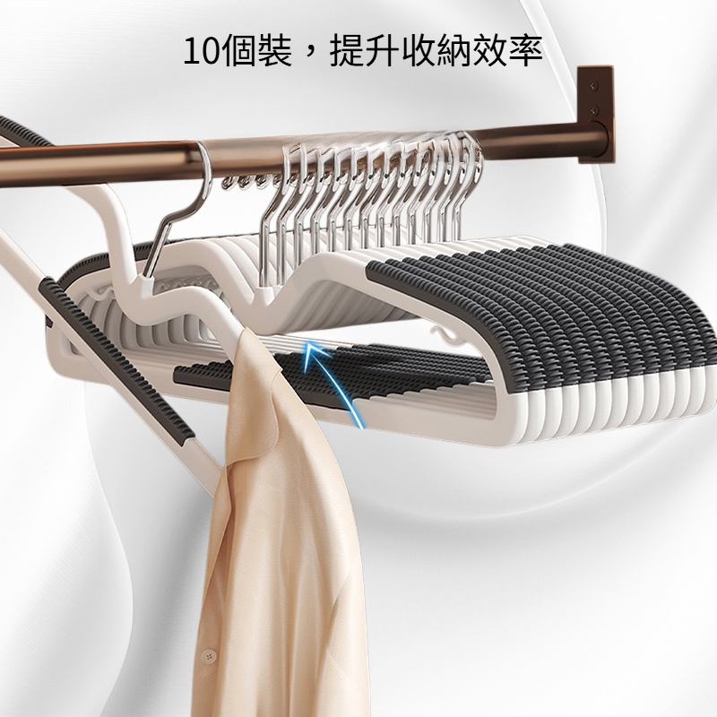 短脖子晾衣服架子多用途防滑無痕省空間衣架（10個裝）