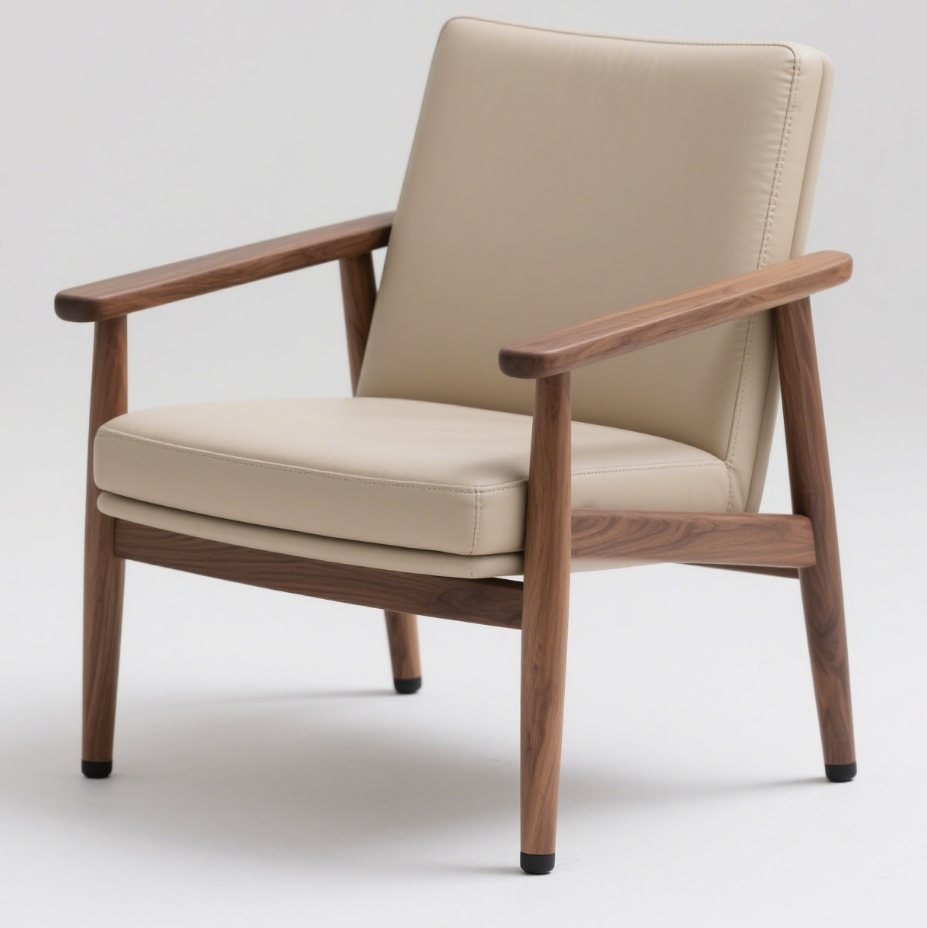 中世風のモダンスタイルの椅子、シングルソファ、ナチュラル仕上げの無垢材フレームの快適なサイドチェア、リビングルーム/寝室/オフィス/待機エリアに適しています。