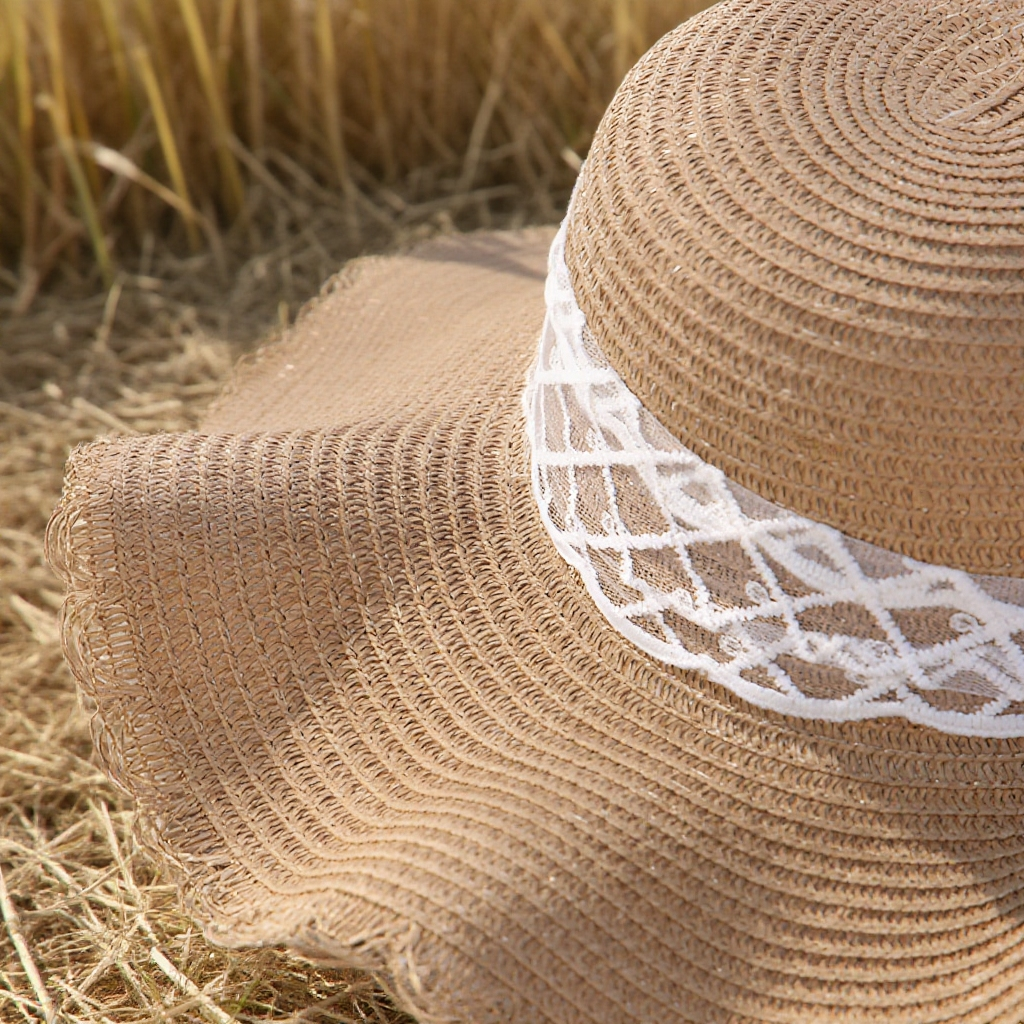 リボンとレースがアクセントのレトロデザイン帽子