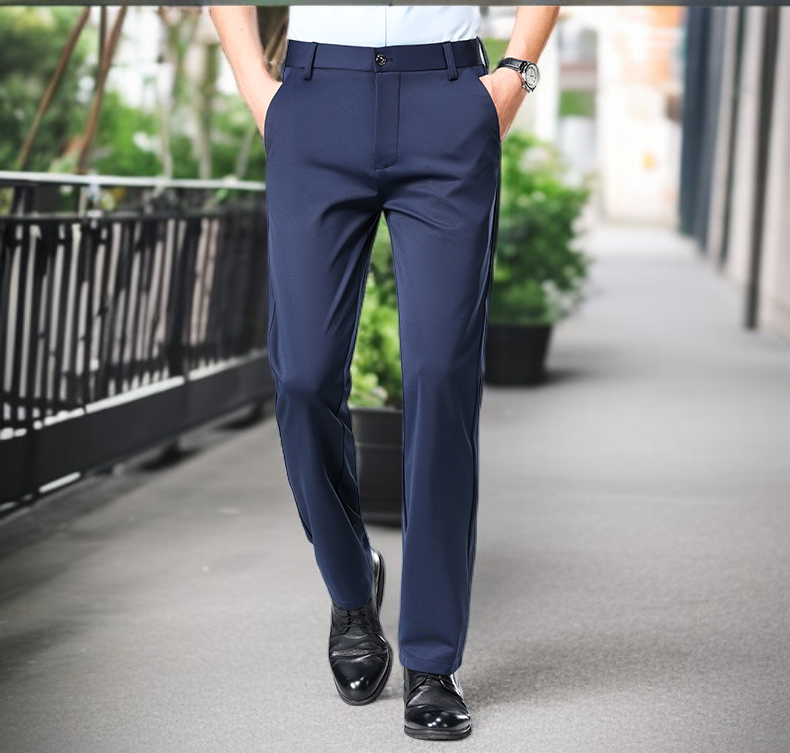 편안한 착용감의 남성 슬림핏 정장 바지 디테일