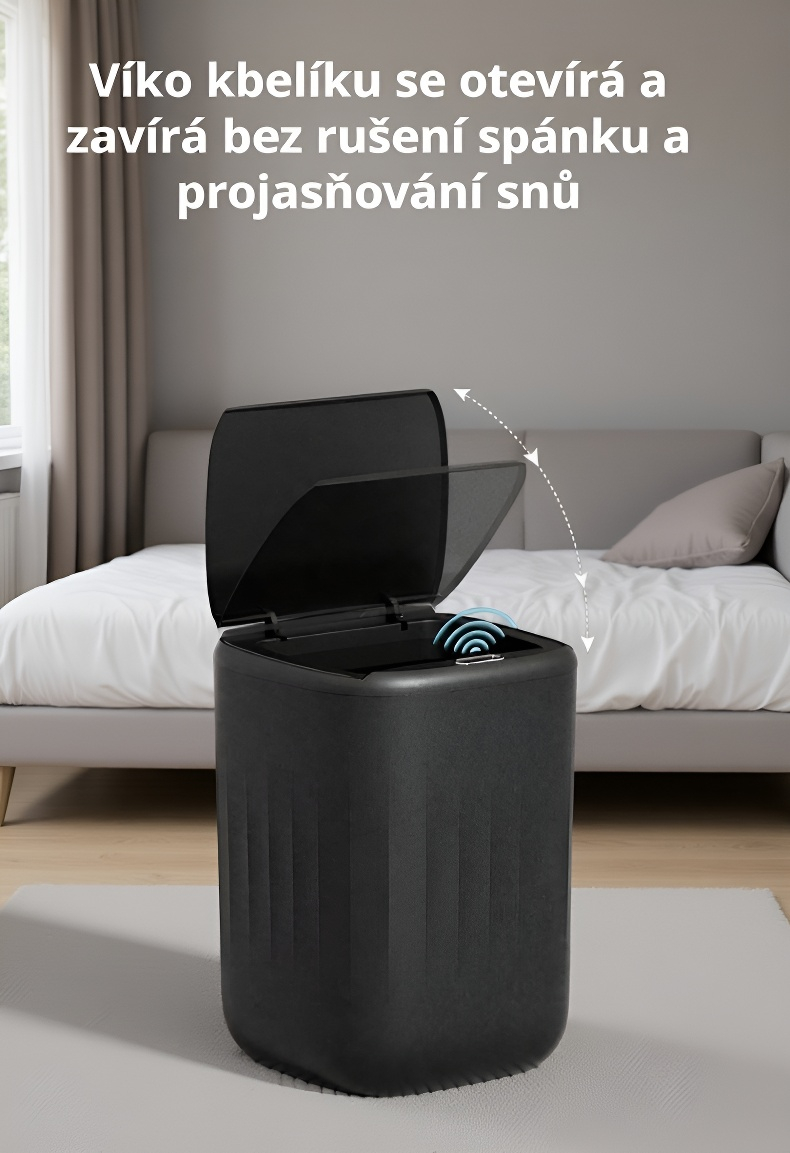 Použití automatického odpadkového koše v kuchyni