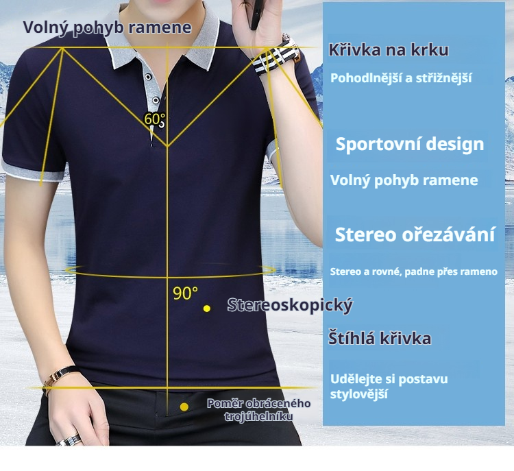  Pánské volné tričko s kulatým výstřihem