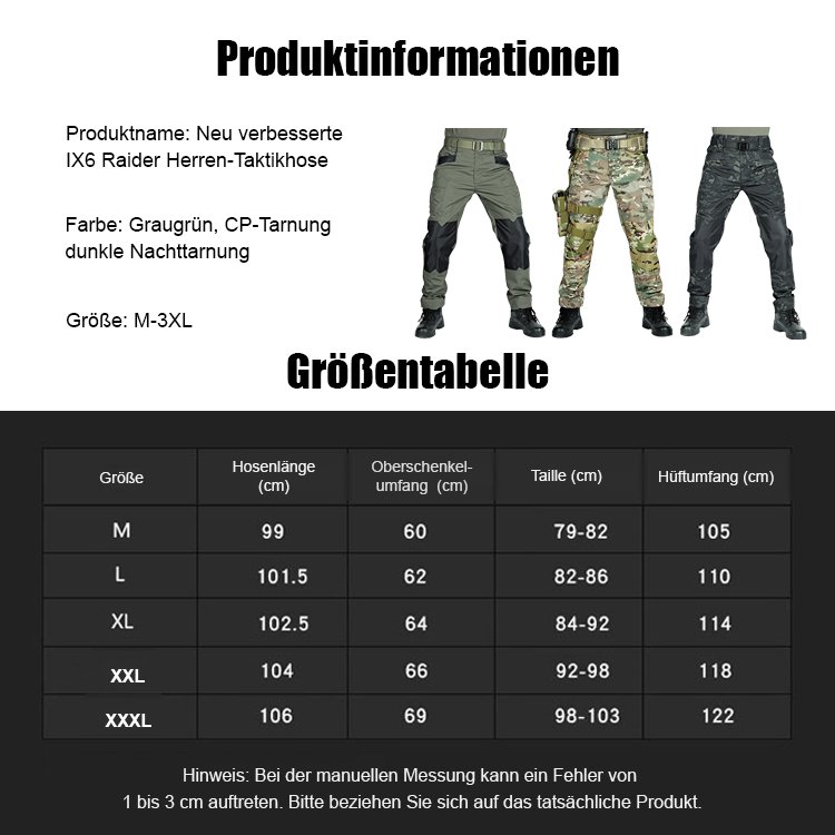 Wasserdichte und verschleißfeste IX6 Raider Herren-Taktikhose