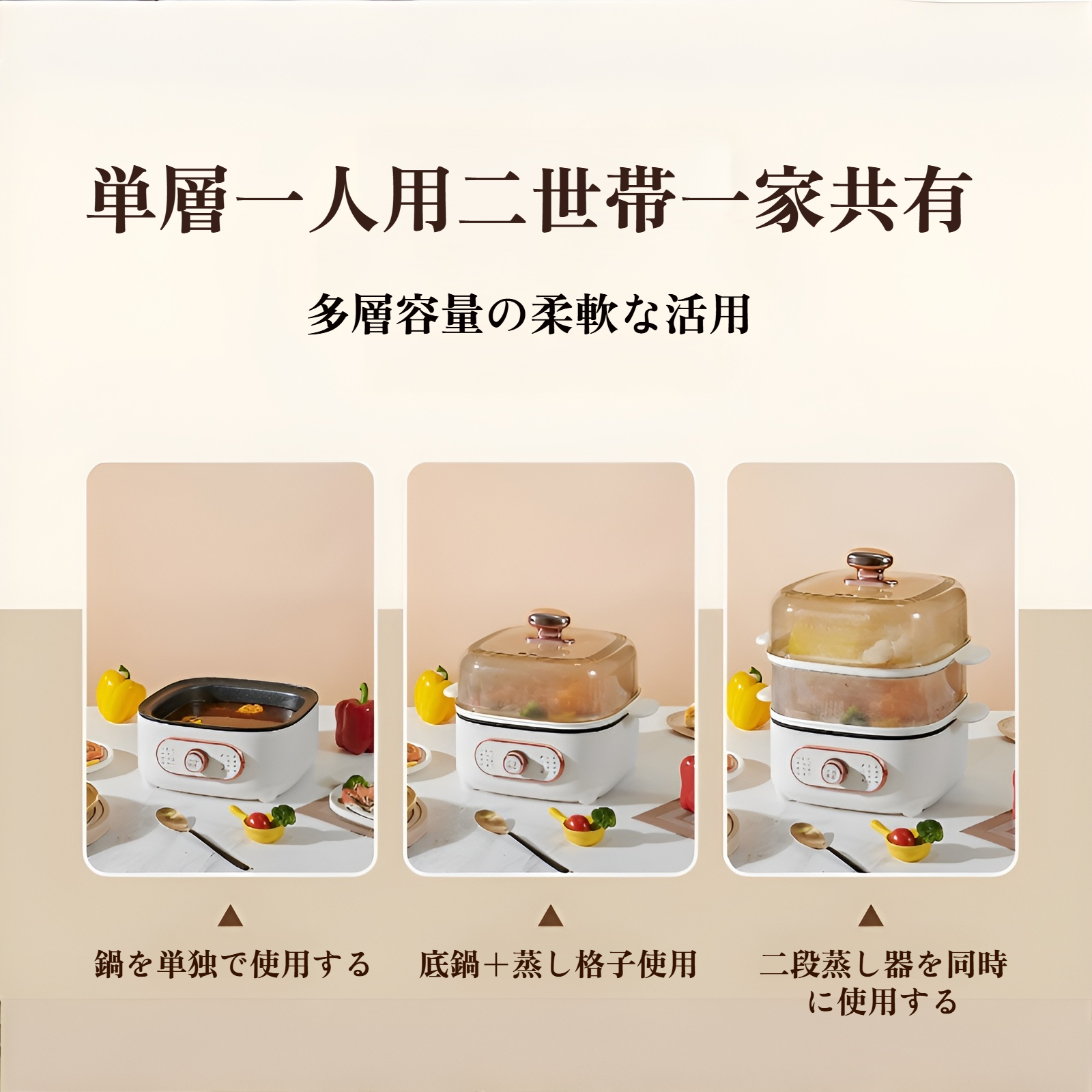 電気蒸し器家庭用オールインワン多機能電気鍋小型家電スチームポット朝食電気機械調理鍋