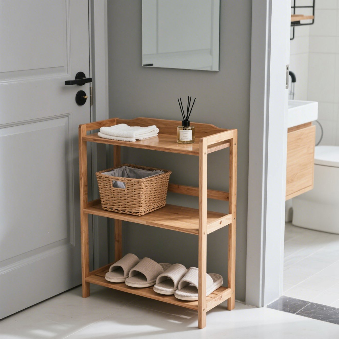 ログカラーシェルフ 木目調収納棚