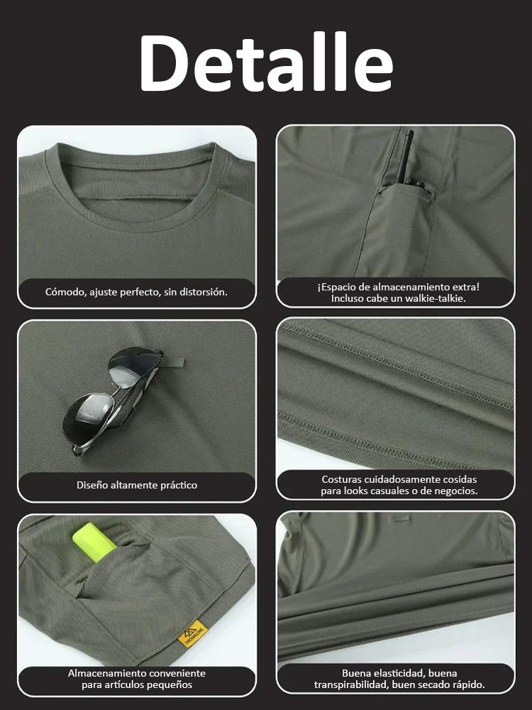 Camiseta táctica multibolsillos de secado rápido
