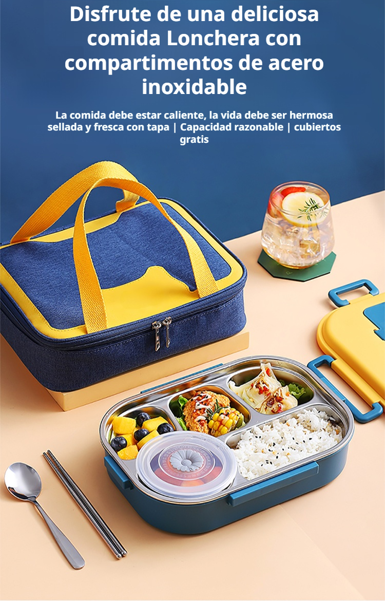 Insulated stainless steel lunch box front view