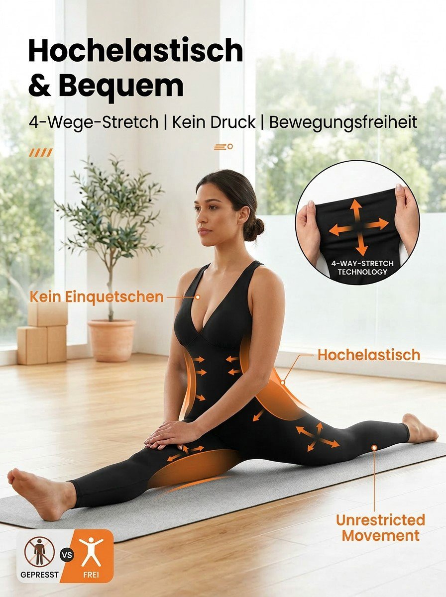 【Hochdehnungsnahtlose】Reibungsfreier Ganzkörper-Yogaanzug