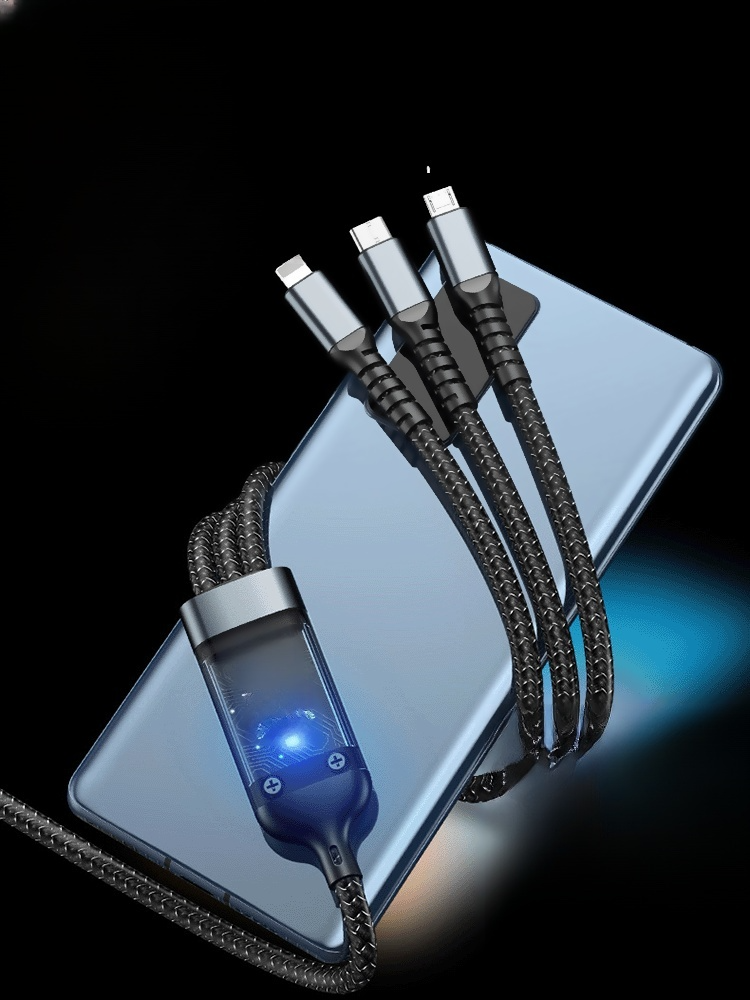 Transparent Luminous Super Fast Charging 3-in-1 Data Cable