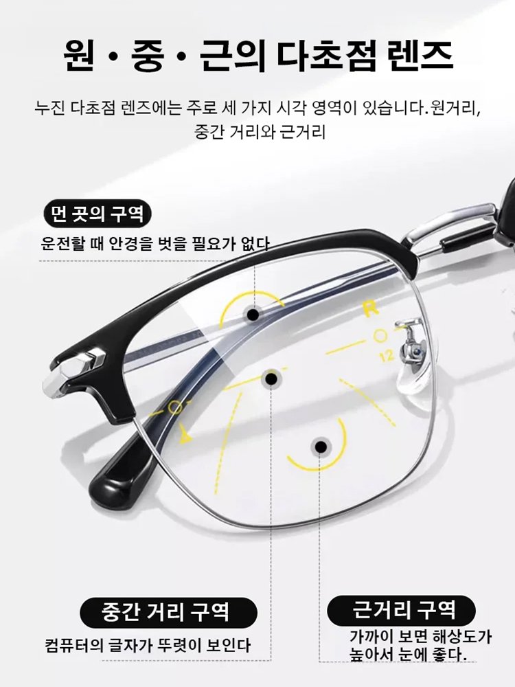자동 줌 감광 변색 블루라이트 차단 돋보기 안경