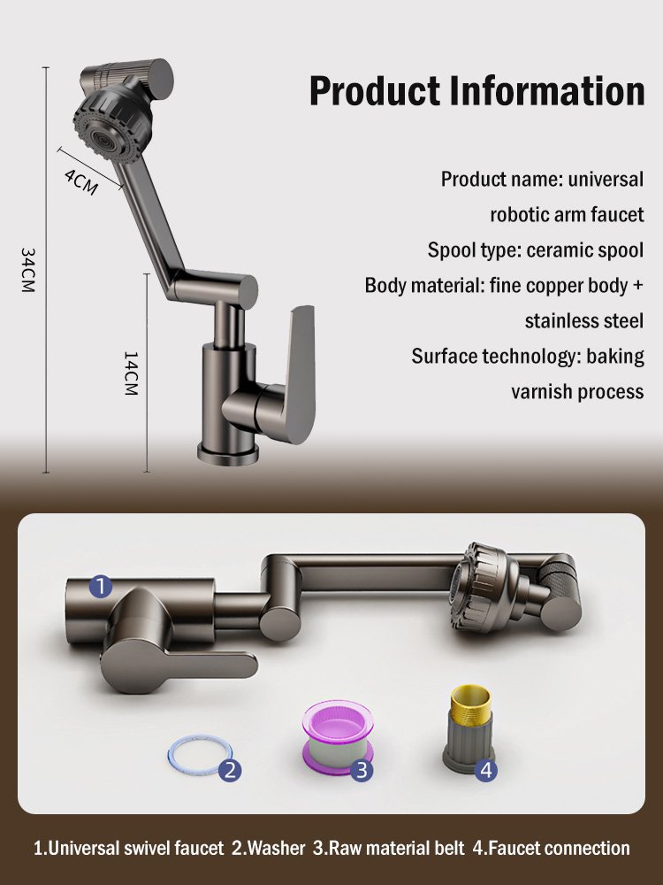 1080° mechanical arm rotating faucet
