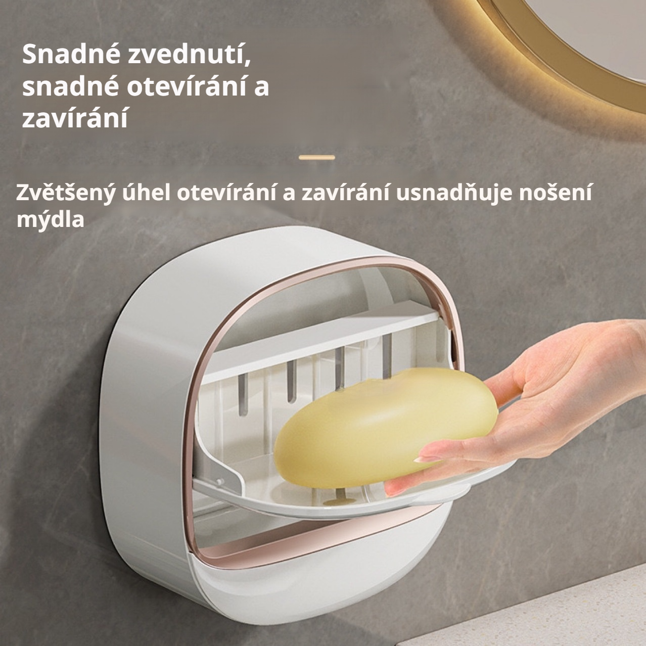 Detail odkapávacího držáku na mýdlo
