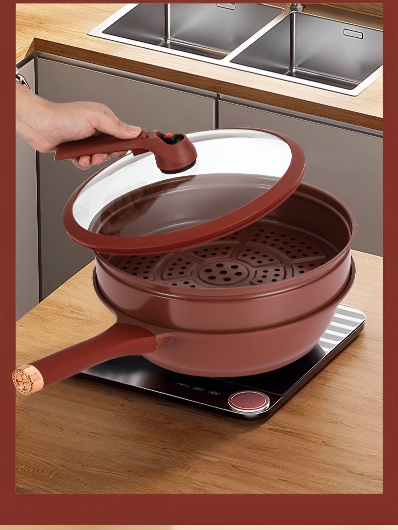 가정용 다기능 일체형 조리 냄비 보라색 모래 세라믹 논스틱 냄비 건강 클레이 찜기 웍 일체형 다기능 냄비