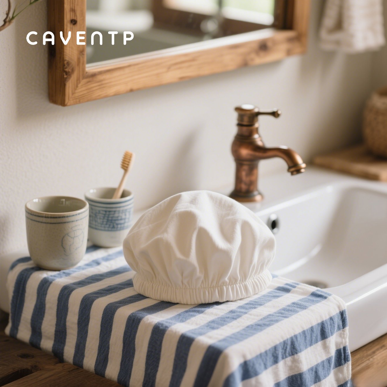 Elastischer Rand der doppellagigen Duschhaube für perfekten Sitz