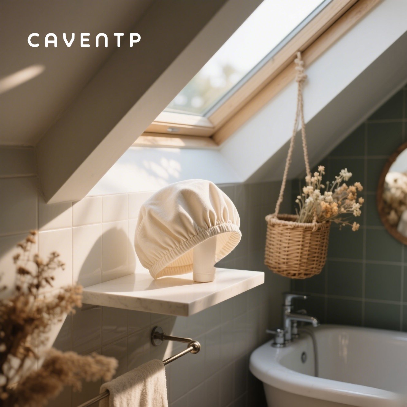 Nahaufnahme der wasserdichten Duschhaube mit doppeltem Schutz