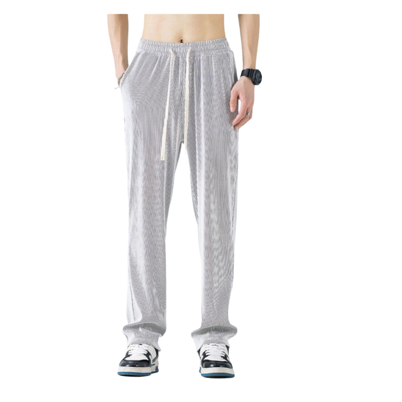 メンズ夏ワイドアイスシルクカジュアルパンツ