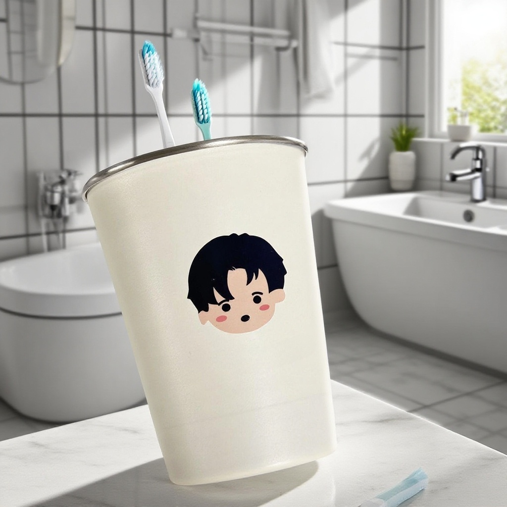 加厚不銹鋼情侶牙刷杯