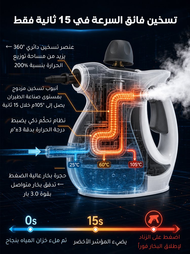 منظف بخاري عالي الضغط (طقم ملحقات من 12 قطعة)