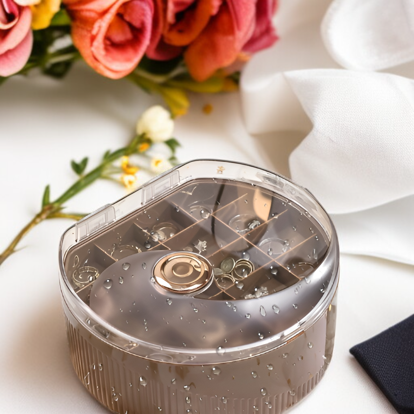 イヤリング・ネックレス専用収納スペース付きジュエリーボックス