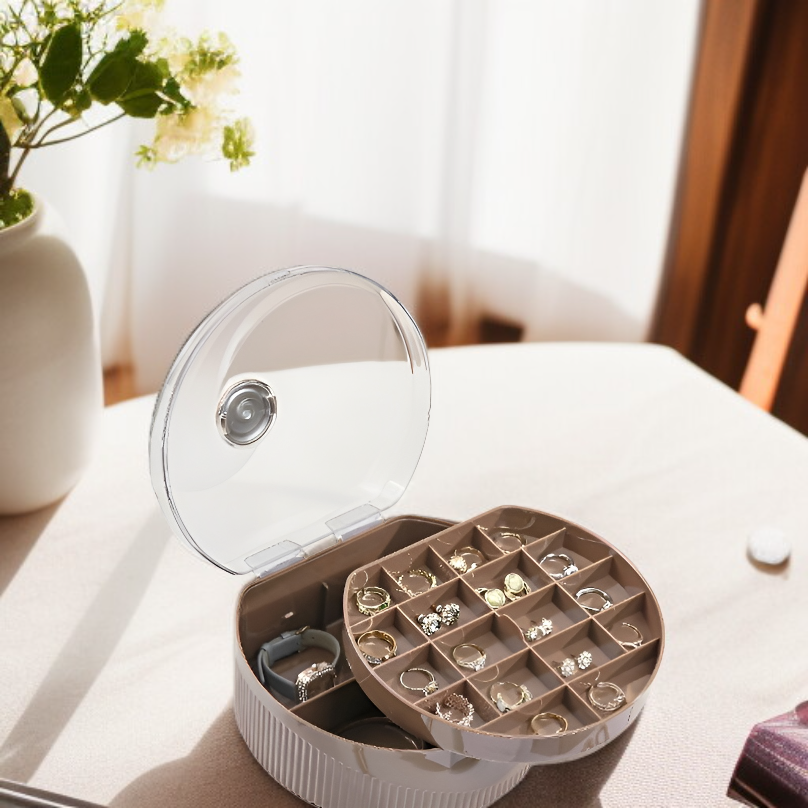シンプルなジュエリー収納ボックス 軽量 高級 高級 イヤリング イヤリング ネックレス 便利な二層ジュエリーボックス