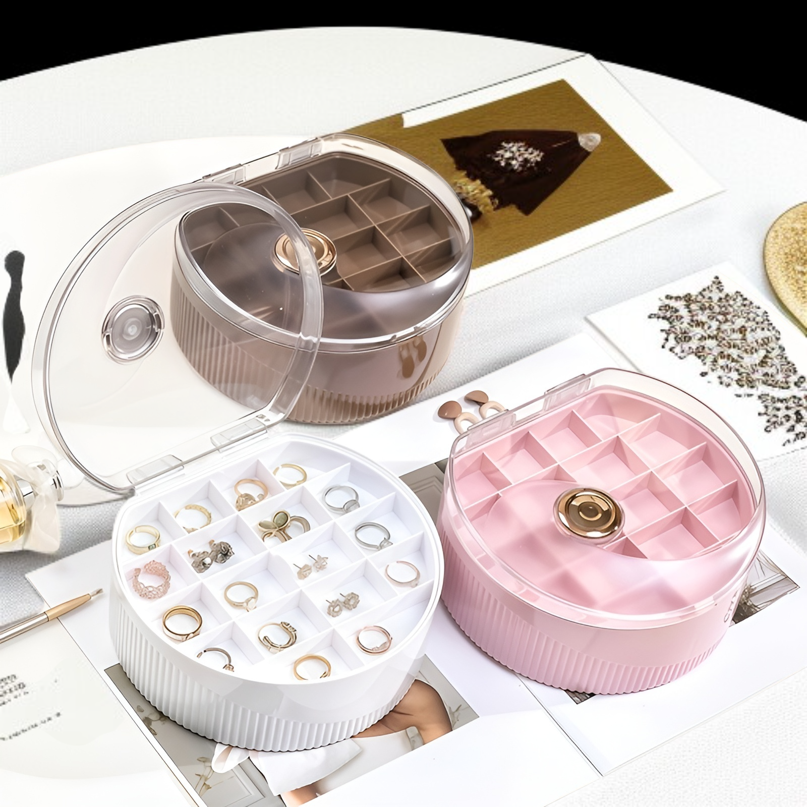 シンプルなジュエリー収納ボックス 軽量 高級 高級 イヤリング イヤリング ネックレス 便利な二層ジュエリーボックス